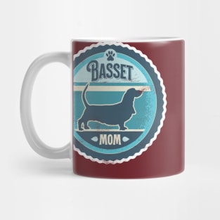 Basset Mom - Distressed Basset Hound Silhouette Design Mug